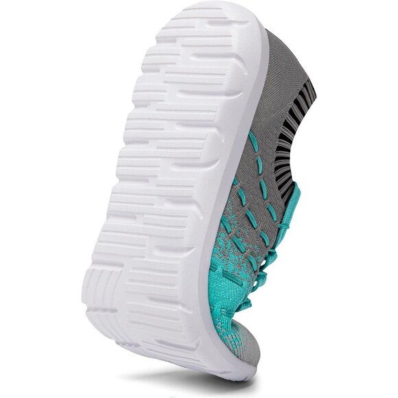 Women Grey-Blue Running Breathable Knitting flexible Mesh Sports Shoes Sneakers - Picture 3 of 6